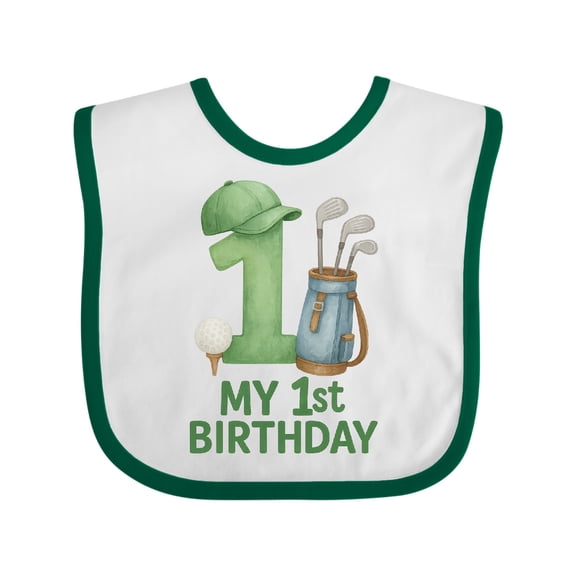 Inktastic Golf Themed My 1st Birthday Boys or Girls Baby Bib