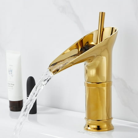 

All Copper Kitchen Faucet Antique Style Wine Glass Single Hole Basin Faucet Art Basin 360 Degree Rotating Countertop Basin With Hot And Cold Faucet Gold (Size : 20cm)
