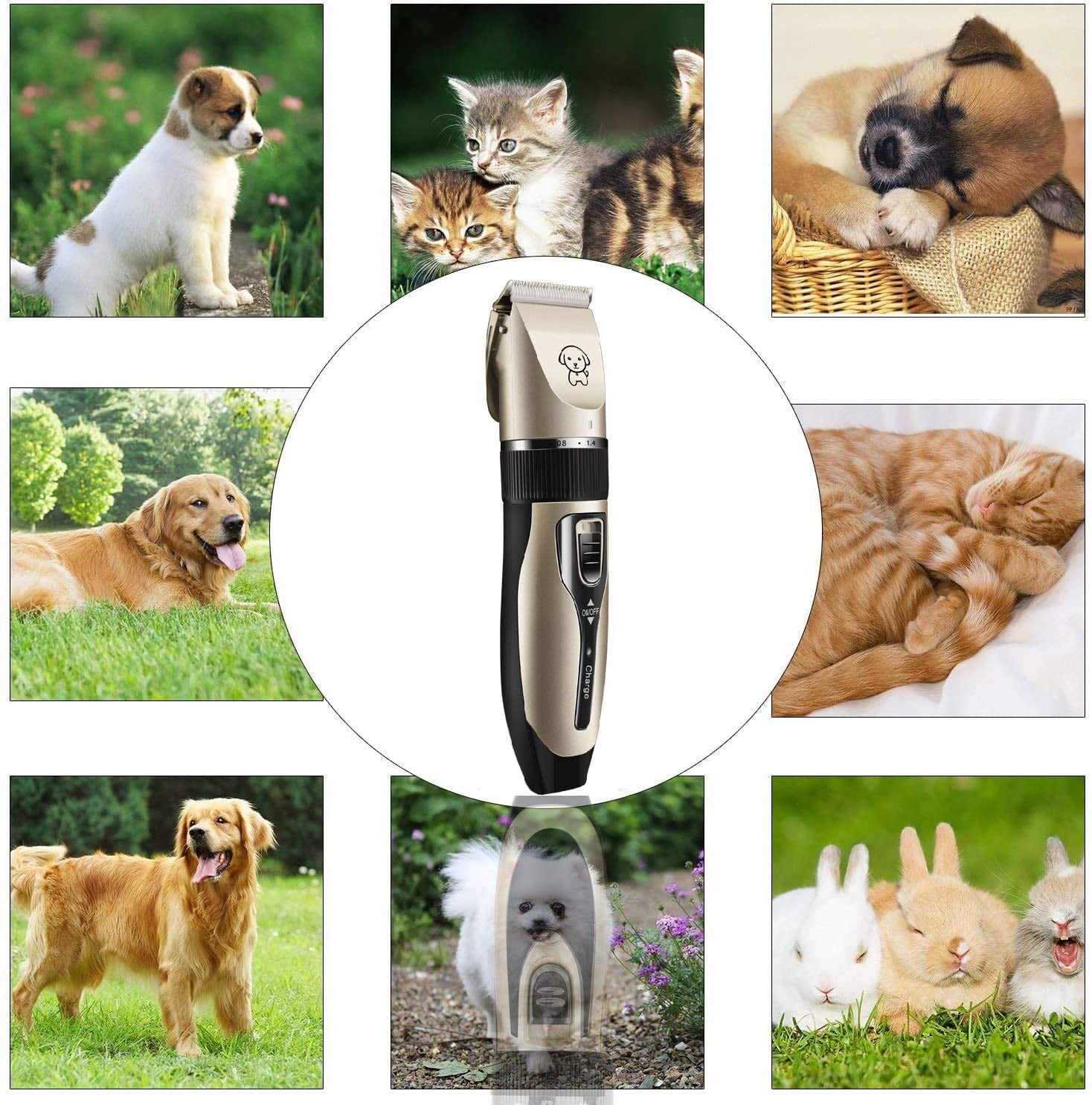 Dog Clipper, Low Noise Pet Clippers Rechargeable Cordless Cat And Dog Trimmer Professional Dog Shaver Set With 6 Comb Guides Scissors Other Animals