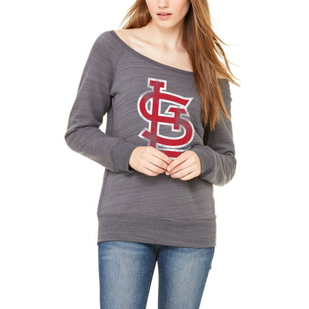 St. Louis Cardinals Let Loose by RNL Women&#39;s Game Day Wide Neck Sweatshirt - Dark Gray Marble ...