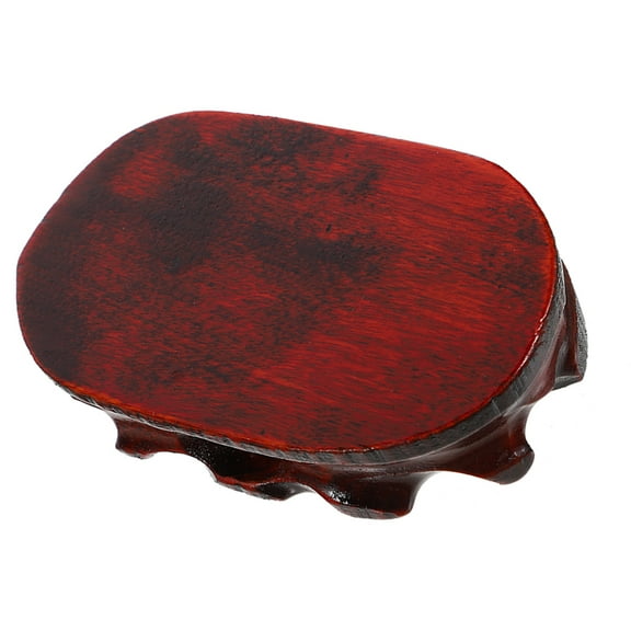 WRISTBIQUE Oval Wooden Pedestal Stand Dark Red For Home Decor 1Set