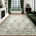 thumbnail image 3 of Boho Vintage Round Rug ft- Faux Wool Dreely Washable Area Rug Small Distressed Throw Rugs Floor Carpet for Door Mat Entryway Bedrooms Laundry (Round - ; Diameter Border ), 3 of 7
