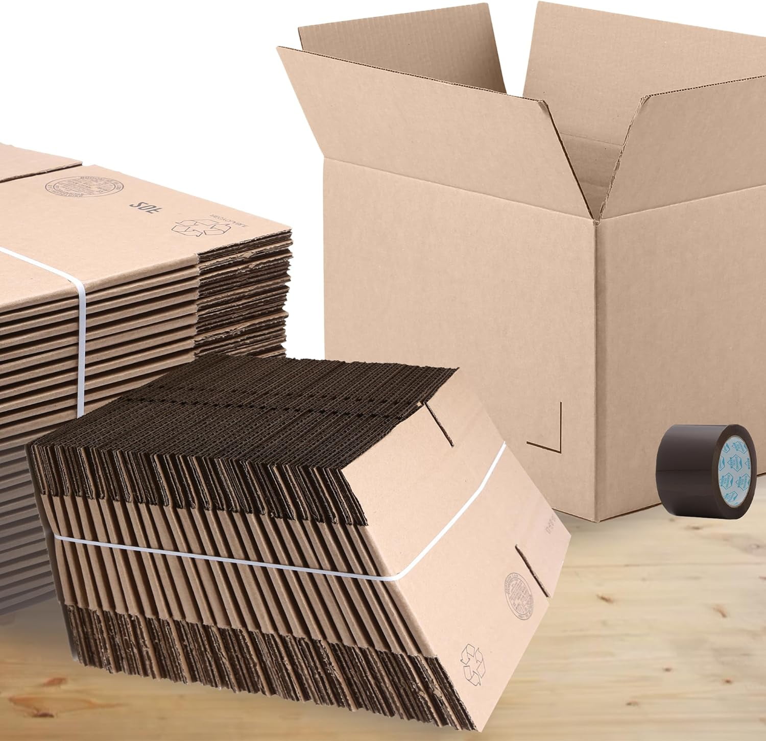 The Boxery 12"x9"x9" Brown/Kraft Corrugated Cardboard Shipping/Moving Boxes 25-Pack- Made in the USA