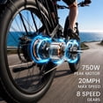 thumbnail image 5 of ESKUTE C300 750W Electric Bike for Adults, 48V 20.8Ah Battery, 20MPH, 80 Miles Range, 26"x4.0" Fat Tire Step-Thru Ebike, Full Suspension Electric Bicycle, 8-Speed Black, UL2849, 5 of 9