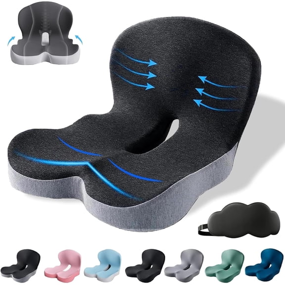 Dekun Orthopedic Cushion, Seat Cushion for Truck Driver, Memory Foam L-Shaped Integrated Seat Cushions, Lumbar Support for Long Sitting Office Worker (Black Gray)