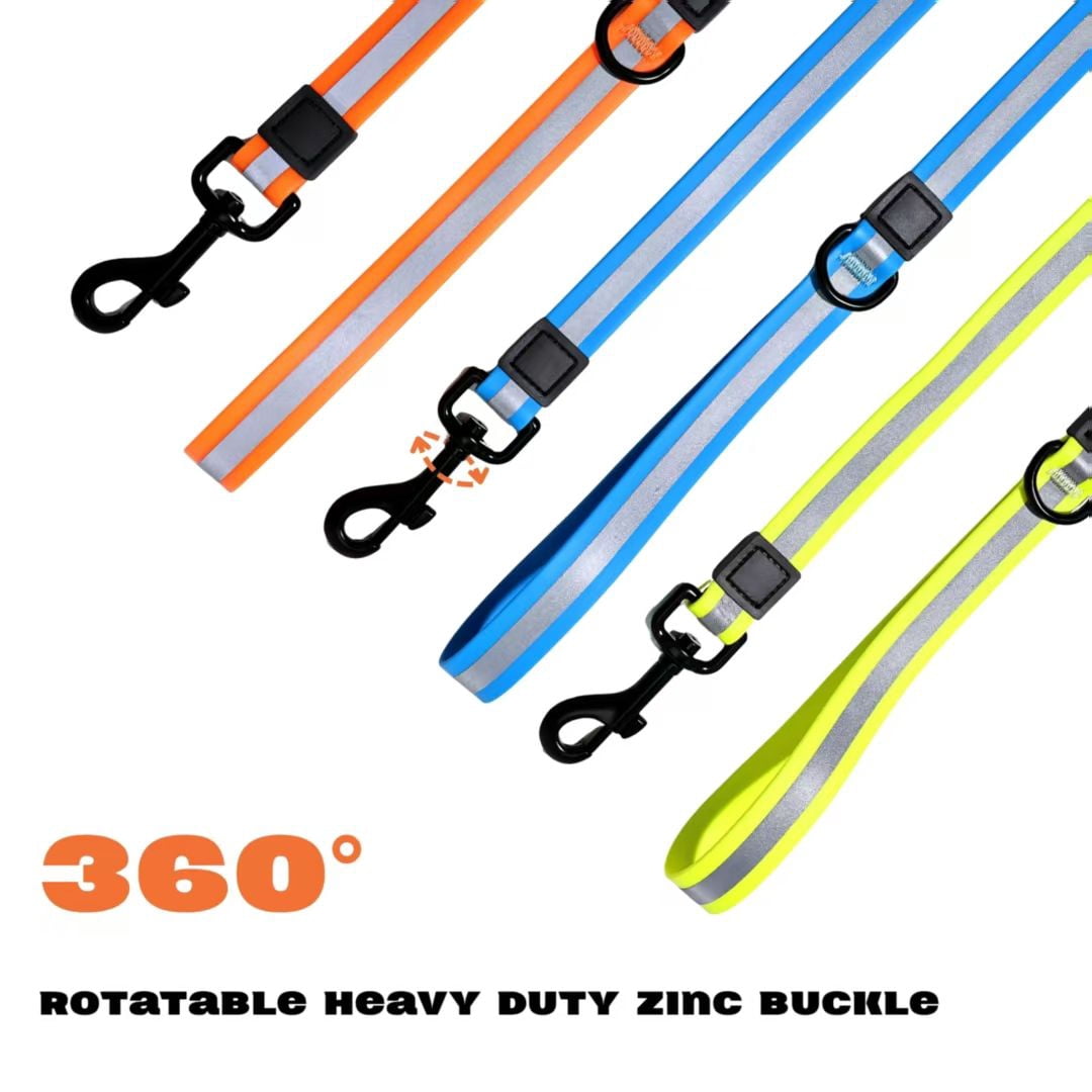 Reflective PVC Dog Leash & Collar Set | Waterproof Heavy Duty Safety Lead
