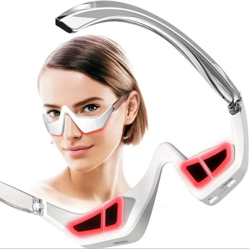 3D Under Eyes Red Light Therapy Massager Glasses, Microcurrent Eye Face Led Red Light Beauty Device Under Eye Massager Eyes Bag Remover For Reduce Dark Circles Puffiness Wrinkles Relax Eye Strain
