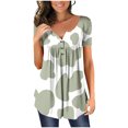 thumbnail image 2 of SMihono Hauts pour Femmes Été Décontracté Chic Col Rond Imprimé Vache Manches Courtes T-Shirt Oversize pour Femmes, 2 of 5