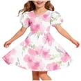 thumbnail image 2 of Amidoa Girl Dresses Twirl A-Line Skater Short Sleeve Dress Summer Casual Sundress for Kids Pink Size 9, 2 of 7