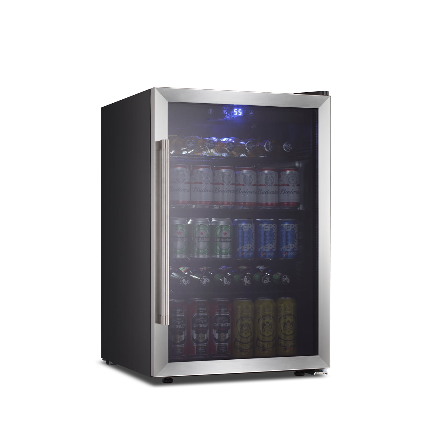 Beverage refrigerator or Wine Cooler with Glass Door for Beer, soda or
