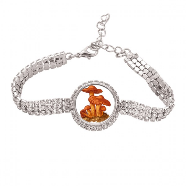 Cute Orange Mushroom criatura ilustrar Pulsera de tobillera de cadena de tenis, joyería de diamantes