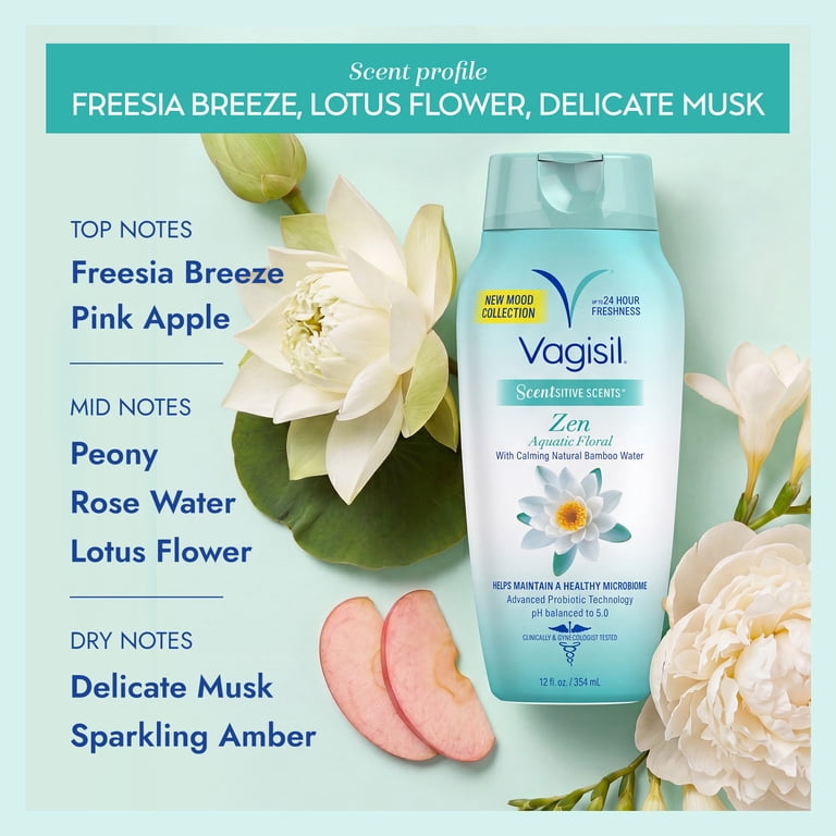 Vagisil Scentsitive Scents Feminine Wash, Zen Aquatic Floral, 12
