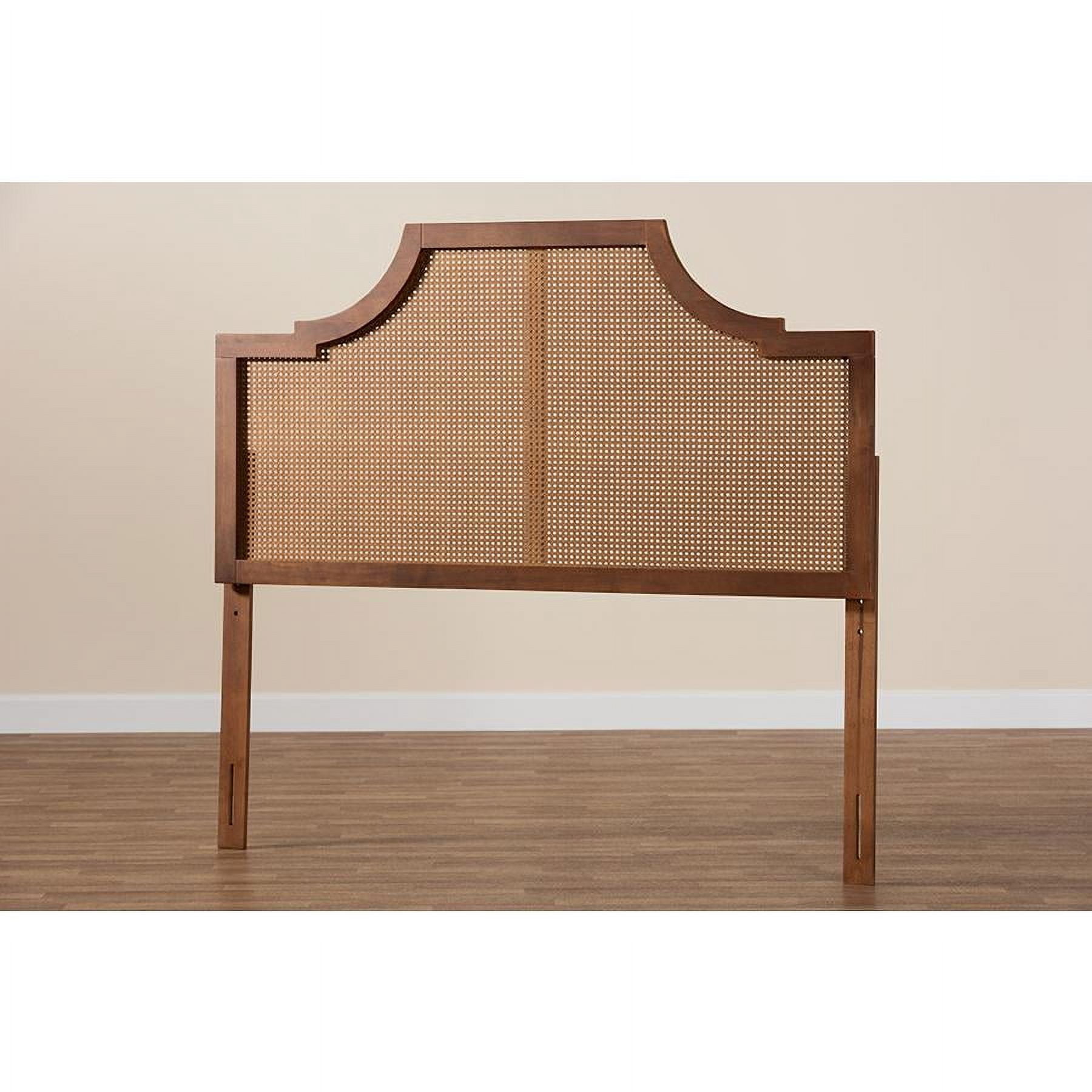 Baxton Studio Risha Ash Walnut Finished Wood and Rattan Queen Size Headboard