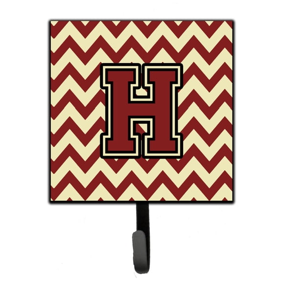 Letter H Chevron Maroon and Gold Leash or Key Holder