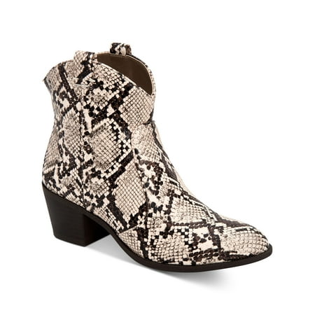 

STYLE & COMPANY Womens Beige Snake Skin Print Pull-On Straps Mykenna Almond Toe Block Heel Zip-Up Booties 6 M