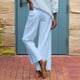 thumbnail image 5 of Pantalones capri de lino de cintura alta y pierna ancha para mujer - Pantalones casuales de negocios con bolsillos - Lisos/estampados, S-2XL, 5 of 8