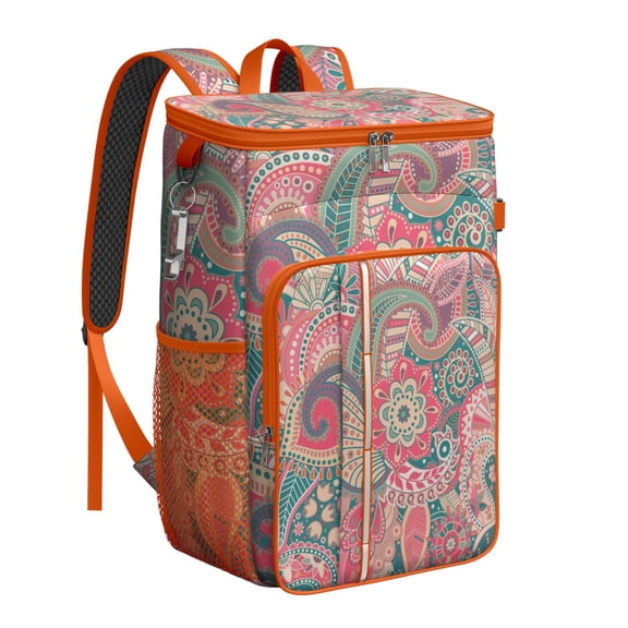 Classic Vintage Paisley Pattern Insulated Backpack Cooler - Leakproof 20L Capacity, Keeps Food & Drinks Cold for 20 Hours