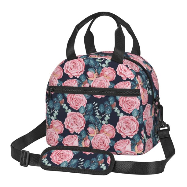 Fotbe Rose Flowers Bolsa de Almuerzo con Estampado, Lonchera Aislada, Contenedores de Comida Reutilizables Tipo Cooler a Prueba de Fugas
