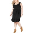 thumbnail image 1 of Vestido de Jersey Style & Co. negro 3X con dobladillo con volantes para mujer, 1 of 1