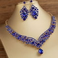 thumbnail image 4 of Soumake 1 Set Bridal Earrings Necklace Water Drop-shaped Rhinestones Jewelry Geometric Adjustable Jewelry Set for Wedding, 4 of 8
