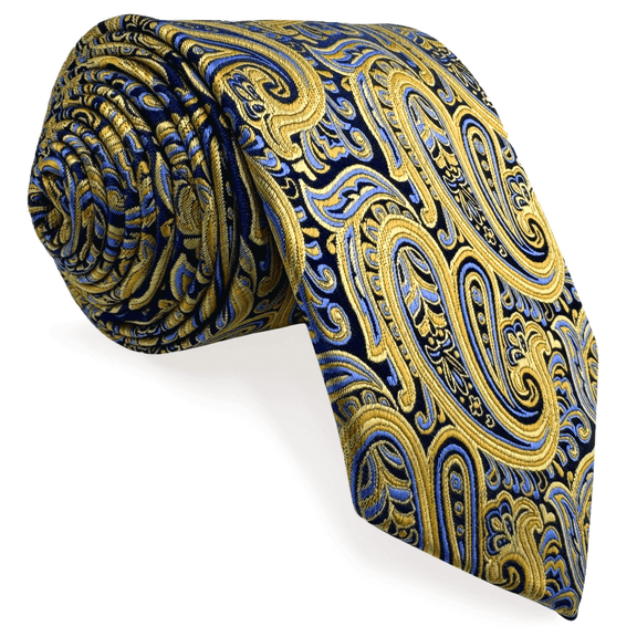 S&W SHLAX&WING Mens Ties Silk Neckties Yellow Mustard Paisley Extra Long Size 63"