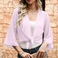 thumbnail image 5 of Bmawag Cropped Cardigan for Women Lightweight Solid Color Casual Loose Chiffon Elegant 3/4 Sleeve Breathable Cardigan for Women Pink M, 5 of 10