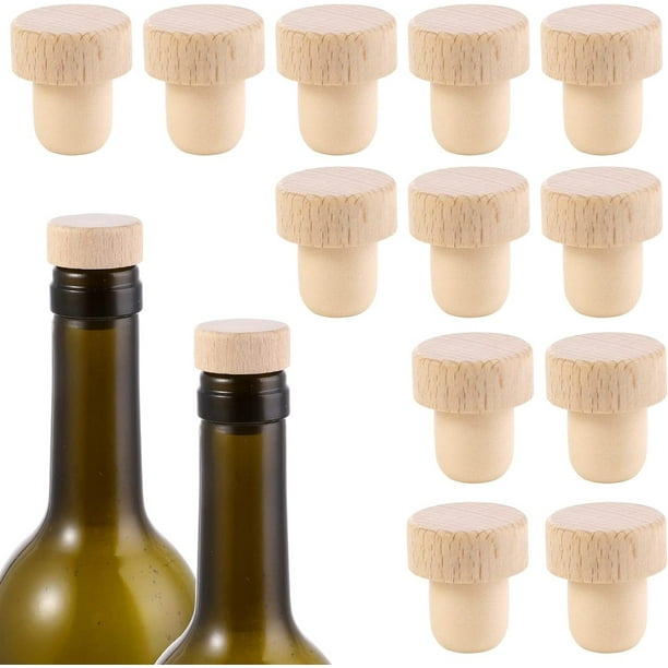 12 Piezas de Corchos para Botellas de Vino, Tapones para Botellas de Vino en Forma de T, Tapón de Corcho de Vino Reutilizable de Madera y Goma, Tapón de Sellado para Botellas