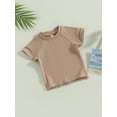 thumbnail image 3 of TSEXIEFOOFU Toddler Girls Boys Summer Casual Tops Solid Color Short Sleeve O Neck Loose T-shirt, 3 of 8