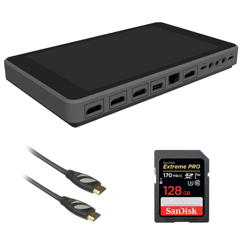 YoloBox Pro Bundle with 128GB UHS-I SDXC Memory Card and 6' HDMI Cable YOLOLIV YoloBox Pro Portable Multi-Camera Studio Encoder/Streamer/Switcher/Monitor 