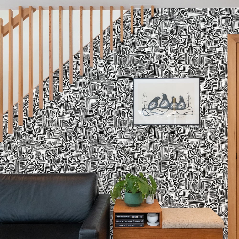 Tempaper Swell Black Pearl Peel and Stick Wallpaper, 20.5" x 16.5'