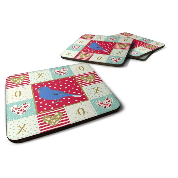 Bunting Love Foam Coaster Set of 4 Red