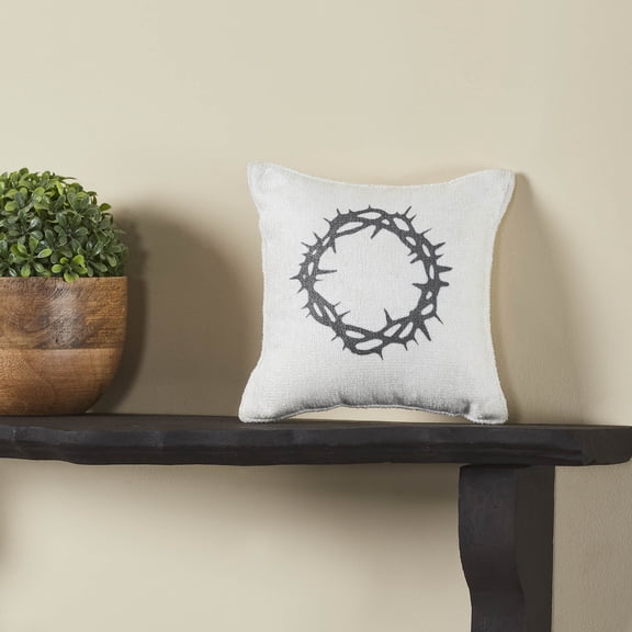 VHC Brands Risen Crown of Thorns Spring Easter Christian Decor Pillow for Couch Living Room Sofa 6x6