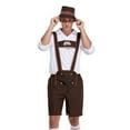 thumbnail image 4 of Lovskoo 2024 Oktoberfest Festival Costume for Men Three Piece Set Fit Long Sleeve Lapel Neck Shirt Overalls Hat Dance Platform Outfits Performance Suit Dress Up Party and Beer Festival Brown, 4 of 8