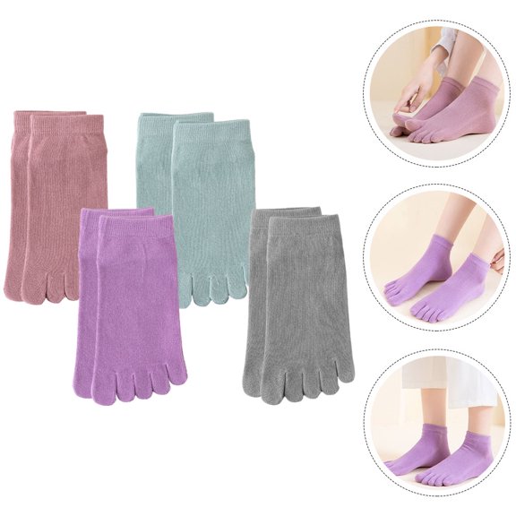 COMPUKAS  Five Toe Socks Women 4 Pairs Friction Reduction Assorted Colors 6.7×3.9×0.2in