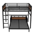 thumbnail image 6 of Harper & Bright Designs Metal Bunk Bed Full XL over Full XL with Stairs for Boys and Girls, Vintage Loft Bed with Guardrails for Bedroom, Walnut, 6 of 12