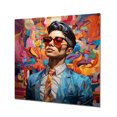 thumbnail image 2 of Designart "Creative art woman fasion portrait III In Blue and Pink"Fashion Woman Metal Wall Art Blue Glam Living Room Wall Art, 2 of 6