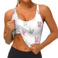 thumbnail image 4 of Haiem Girl Rabbit Pattern Womens Sports Bra - U Neck Padded Low Impact Yoga Bra Workout Crop Top Gym Moisture-Wicking Workout Vest -, 4 of 9