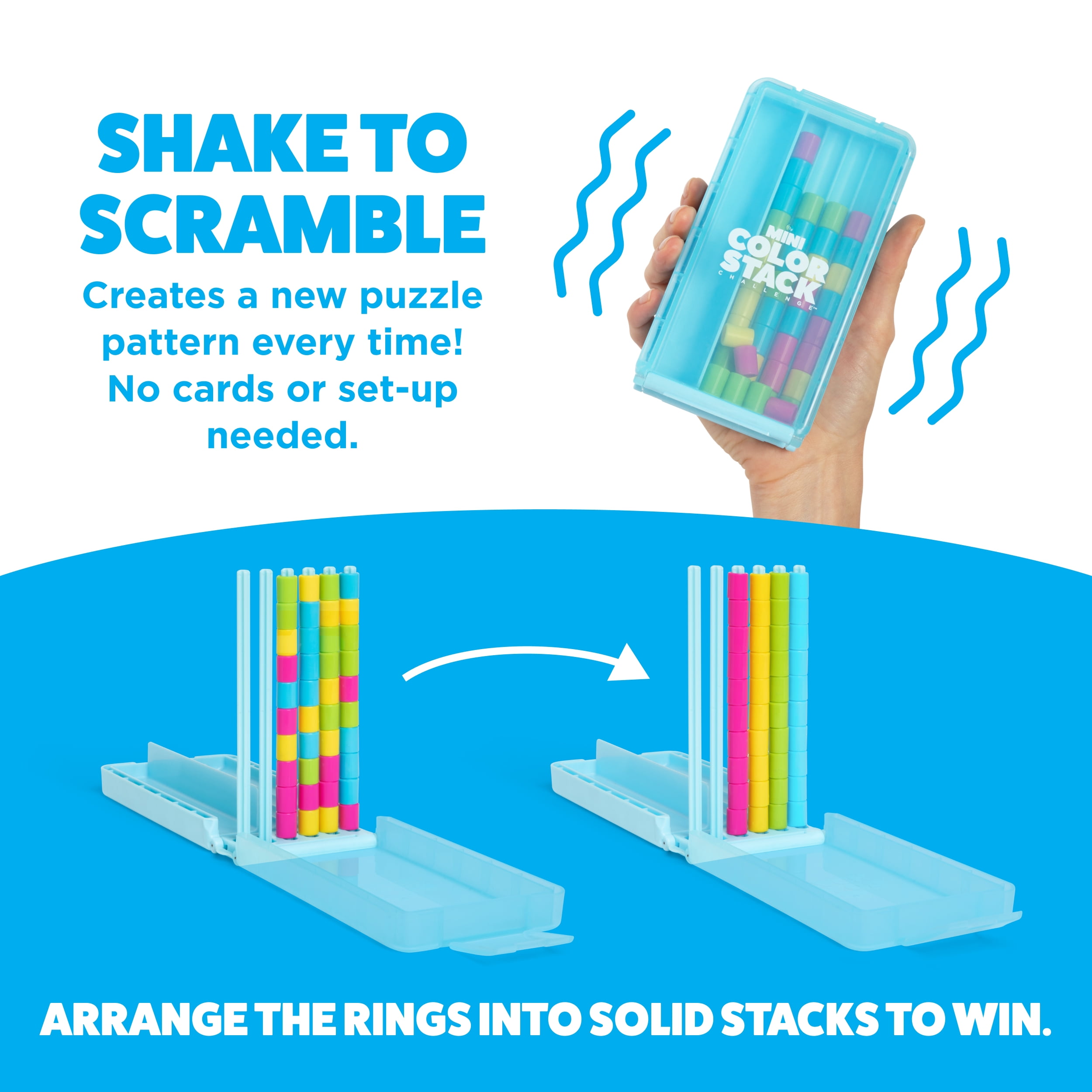 Mini Color Stack Challenge by What Do You Meme? A Solo-Play Travel Games, Includes 1 Travel Case and 40 Rings
