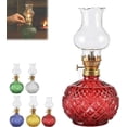 thumbnail image 1 of Vintage Style Oil Lamp with Glass Candle Holder, Retro Glass Clear Kerosene Lamp Lantern, Clear Hurricane Oil Lamps for Table Centerpiece, Wedding Decor, Farmhouse Rustic Home Decor (Red), 1 of 8