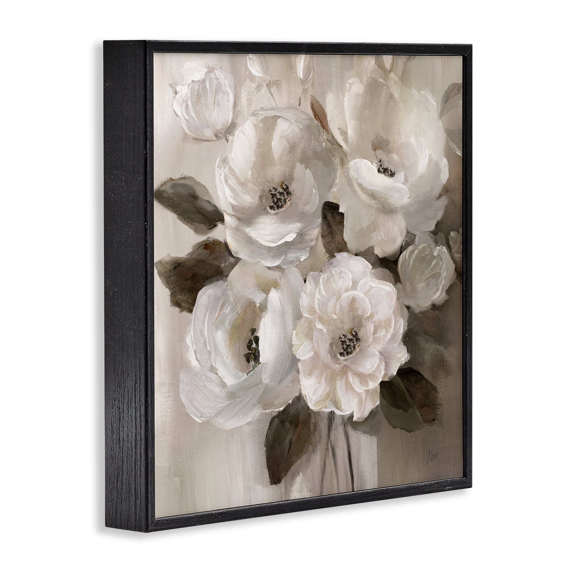 Stupell Industries Ivory Flower Bushel Black Framed Giclee Art, design by Nan