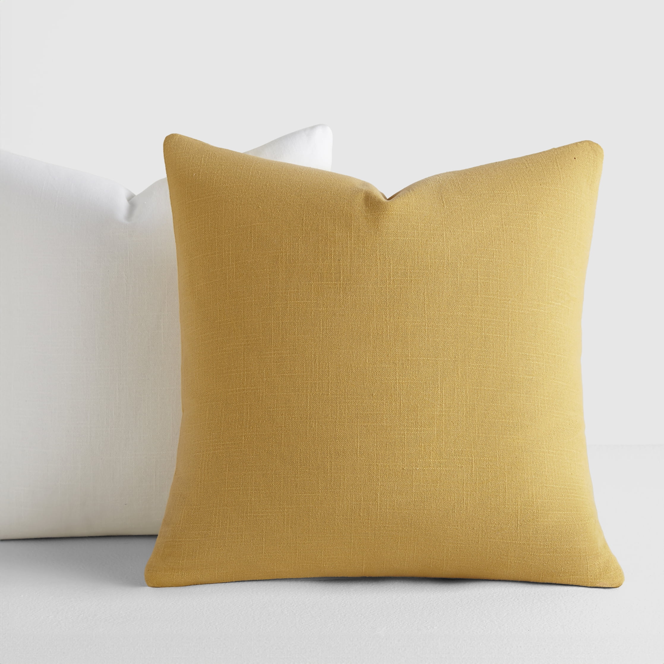 Noble Linens 2-Pack Cotton Slub Decor Throw Pillows Solids Mustard & White