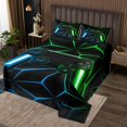 thumbnail image 2 of Erosebridal Neon Gamepad Coverlet Set King, Video Gaming Bedding Set, Modern Geometry Decor 3-Piece, 2 of 5