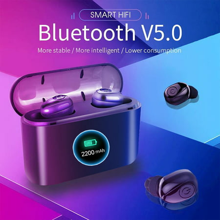 Wireless Earbuds-True Bluetooth 5.0 in-Ear Sports Headphones, Waterproof w/ Charging Case Microphone Instant Pairing Noise Canceling Sports TWS Stereo Mini Earphones Extra Bass for iPhone