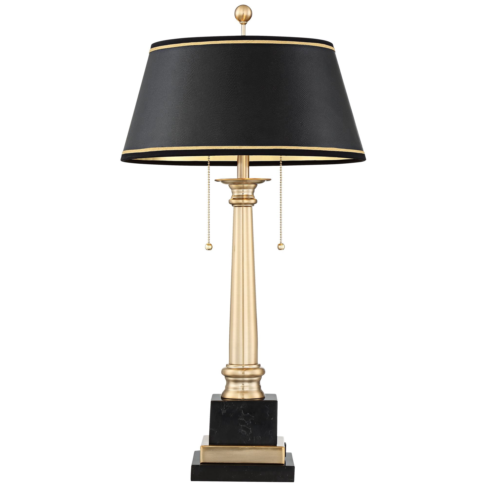 Barnes and Ivy Georgetown Traditional Desk Lamp 28 1/2" Tall Warm Brass with USB Charging Port Black Shade for Bedroom Living Room Bedside Office Kids