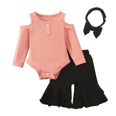 

Qufokar Valentines Day Baby Girl Clothes Set Baby Has Babys Girls Spring Winter Long Sleeve Pants Bell Bottoms Tops Headbands Set Outfits Clothes