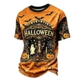 thumbnail image 2 of Broave Halloween Shirts for Men, Glowing Eyes Skull Pumpkin Crewneck Short Sleeve T-Shirt, Vintage Halloween Graphic Tee for Daily Wear & Party, 2 of 8