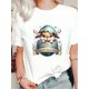 thumbnail image 1 of Women's Easter Bunny & Heart Egg Graphic T-Shirt - Casual Short Sleeve, Round Neck, Stretchy Polyester Blend, Machine Washable, Spring/Summer Collection Tee For Adult, Men, Women, Teen, Teenager, Ado, 1 of 8