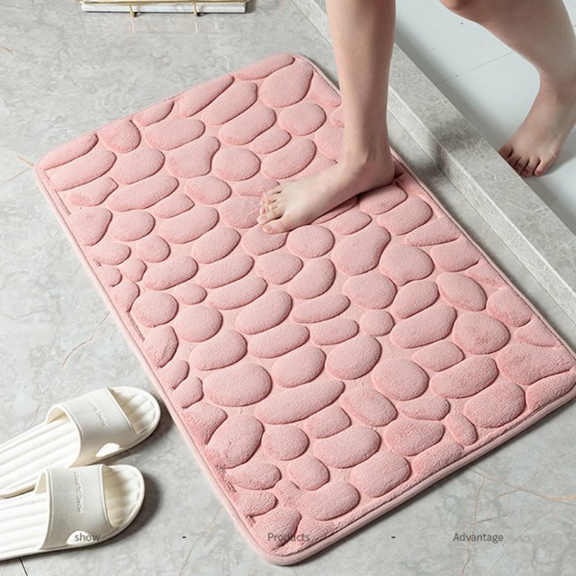 Super Water Absorbent Memory Foam Bath Mat Cobblestone Bathroom Rugs Machine Washable Bath Rugs 16 x 24 inch
