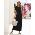 thumbnail image 4 of Merokeety Womens Summer T Shirt Dresses Crew Neck Tie Waist Midi Dress Black l, 4 of 6