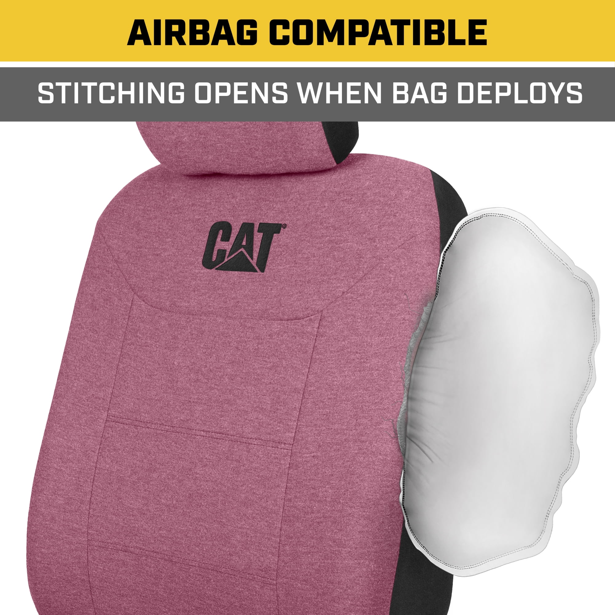 Cat CozyBlend Car Seat Covers, Burgundy Heather - Premium Jersey Fabric Seat Covers for Cars Trucks SUV, Universal Fit